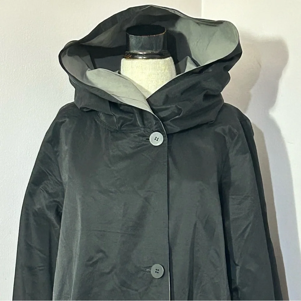 Eileen Fisher Reversible Hooded Jacket Raincoat - Picture 2 of 8
